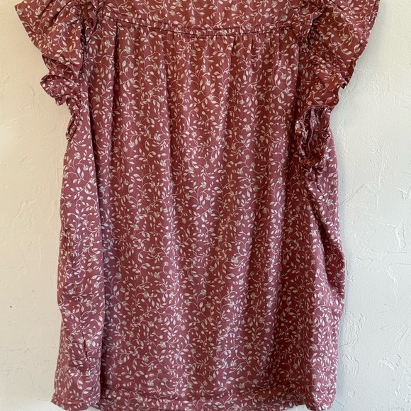 Old Navy Boho Mauve Floral V-Neck Flutter Sleeve Top with Ruffle Details Sz XS - Picture 6 of 12